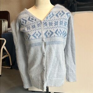 Coach Light Blue Patterned Cardigan